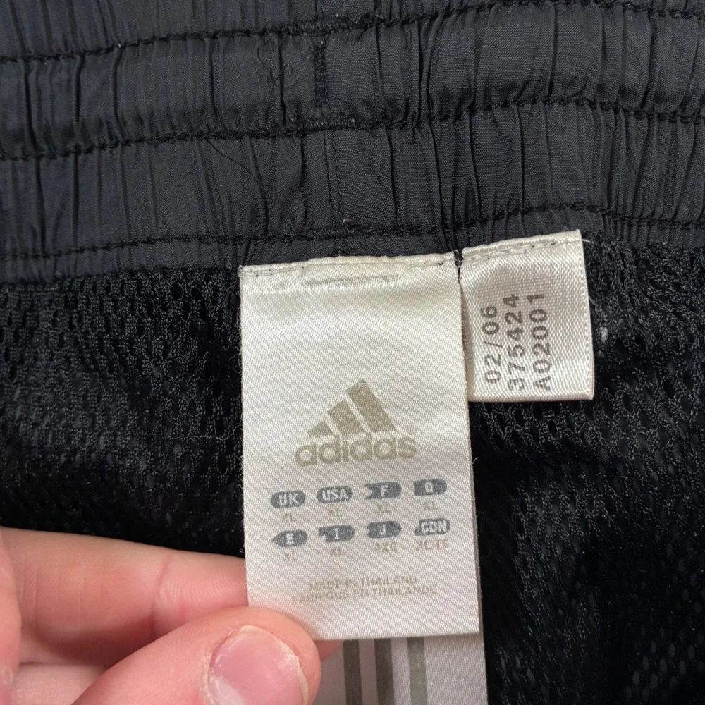 Vintage Adidas Track Pants XL Black 3-Stripe Mesh Lined Windbreaker 90s Y2K